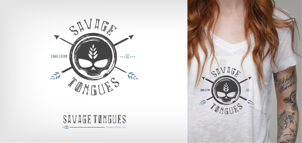 Savage Tongues logo and t-shirt mockup